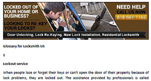 Glossary for Locksmith in La Canada Flintridge  - Click here to download